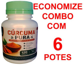 6 Extrato artesanal Cúrcuma longa pura 6 potes de 120 cápsulas 600mg 