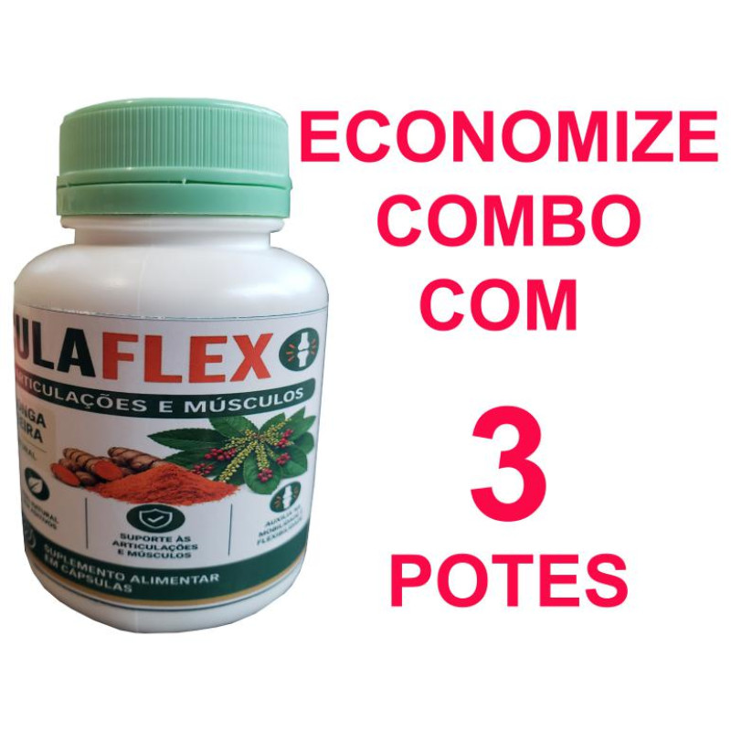 3 - ARTICULAFLEX - Extrato de Cúrcuma artesanal  + Erva Baleeira - 3 potes de 120 caps - 500mg