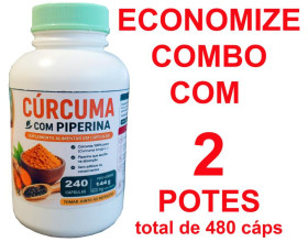 Cúrcuma artesanal +  pimenta preta - 2 potes de 240 cápsulas 600mg