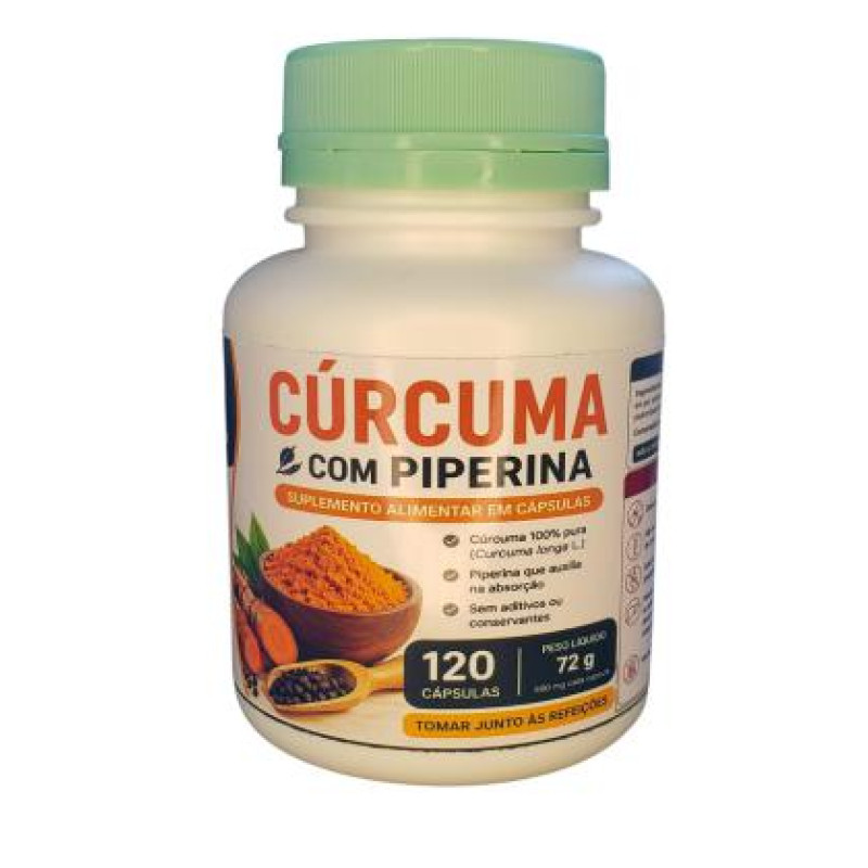 1  Extrato de Cúrcuma artesanal com Piperina (Açafrão): 120 cápsulas de 600mg