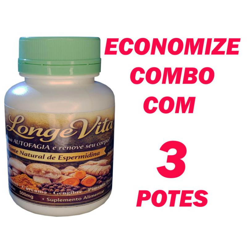 3 LongeVita em Cápsulas (120 cápsulas, 400mg)
