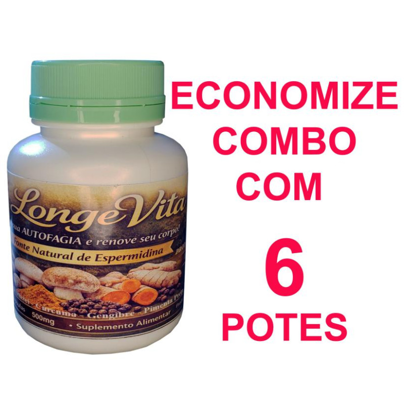 6 LongeVita em Cápsulas (120 cápsulas, 400mg)
