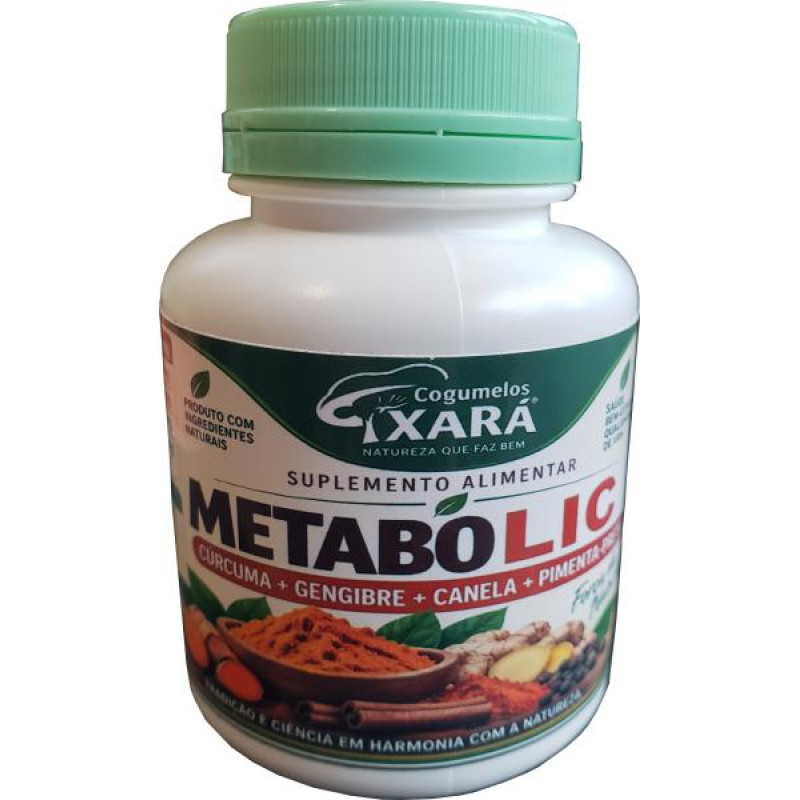 1 - METABOLIC/Termogênico - Extrato artesanal Cúrcuma com pimenta preta + Gengibre + Canela - 120 caps - 600mg