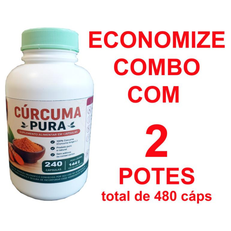 Cúrcuma longa 2 potes 240 cápsulas 100% puro Pote família 600mg