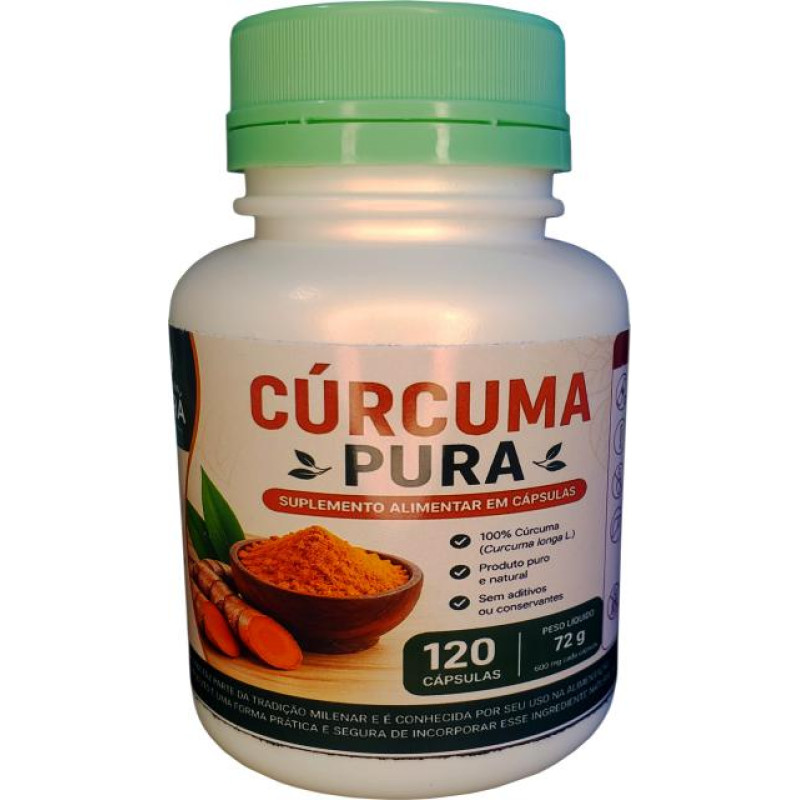 1 Pote Extrato artesanal Cúrcuma Pura (Açafrão): 120 Cápsulas de 600mg