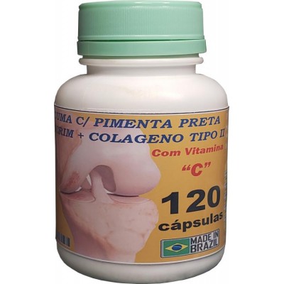 Auxiliar Dores Articulares - Extrato de Cúrcuma artesanal com pimenta preta + Colágeno Tipo 2, Alecrim e Vitamina C - 120 caps - 500mg Auxiliar Dores Articulares - Extrato de Cúrcuma artesanal com pimenta preta + Colágeno Tipo 2, Alecrim e Vitamina C - 120 caps - 500mg