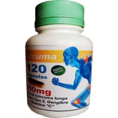 Extrato Cúrcuma artesanal + Colágeno Tipo 2, Gengibre e Vitamina C - 120 caps - 550mg Extrato Cúrcuma artesanal + Colágeno Tipo 2, Gengibre e Vitamina C - 120 caps - 550mg