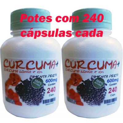 Extrato Cúrcuma artesanal + pimenta (Açafrão) Cúrcuma longa extrato seco com 10% de pimenta preta - 2 potes de 240 cápsulas 600mg Extrato Cúrcuma artesanal + pimenta (Açafrão) Cúrcuma longa extrato seco com 10% de pimenta preta - 2 potes de 240 cápsulas 600mg
