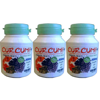 Extrato artesanal Cúrcuma + pimenta + Própolis Verde 3 potes 120 cápsulas 600mg - Cúrcuma longa com pimenta preta + extrato seco de própolis verde  Extrato artesanal Cúrcuma + pimenta + Própolis Verde 3 potes 120 cápsulas 600mg - Cúrcuma longa com pimenta preta + extrato seco de própolis verde