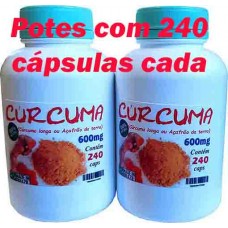 Cúrcuma longa 2 potes 240 cápsulas (Açafrão) 100% puro extrato seco Pote família 600mg