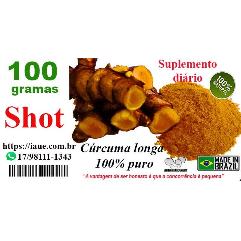 Cúrcuma longa extrato seco 100% pura em pó para Shot 100grs