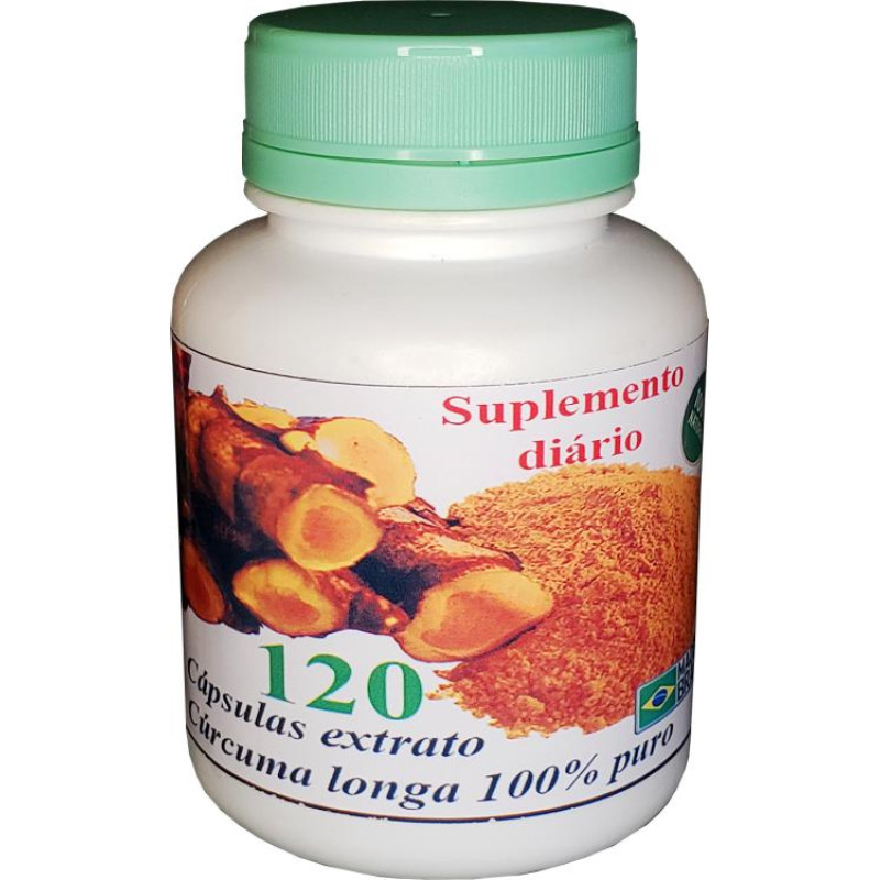 1 Pote Extrato artesanal Cúrcuma Pura (Açafrão): 120 Cápsulas de 600mg