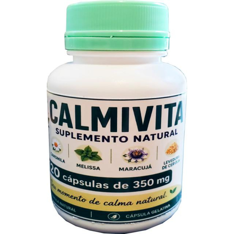 1 - CALMIVITA - Auxiliar ansiedade - Mulungo, Maracujá, Melissa, Camomila e Levedura de Cerveja - 120 Cápsulas de 350mg