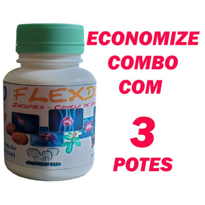 3 FlexDouro artesanal - “trio de ouro” para articulações, Sucupira, Canela de Velho e Cúrcuma em Cápsulas (3 potes de 120 cápsulas, 450mg) 3 FlexDouro artesanal - “trio de ouro” para articulações, Sucupira, Canela de Velho e Cúrcuma em Cápsulas (3 potes de 120 cápsulas, 450mg)
