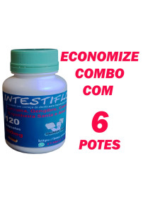 6 Intestiflor - Cúrcuma, Gengibre, Camomila, Espinheira Santa e Aloe Vera em Cápsulas (6 potes de 120 cápsulas, 500mg)