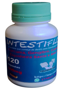 1 Intestiflor - Cúrcuma, Gengibre, Camomila, Espinheira Santa e Aloe Vera em Cápsulas (120 cápsulas, 500mg)