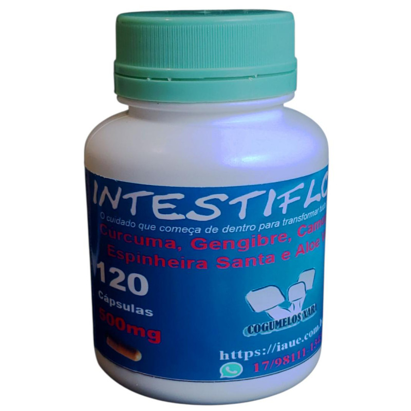 1 Intestiflor - Cúrcuma, Gengibre, Camomila, Espinheira Santa e Aloe Vera em Cápsulas (120 cápsulas, 500mg)