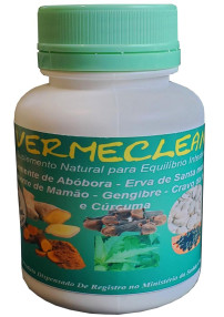 1 Vermeclean artesanal - “Semente de Abóbora, Erva Sta Maria, Semente de Mamão, Gengibre, Cravo e Cúrcuma em Cápsulas (120 cápsulas, 500mg)