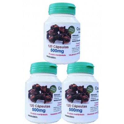 Cravo da Índia 100% puro 3 potes de 120 capsulas - 500mg Cravo da Índia 100% puro 3 potes de 120 capsulas - 500mg