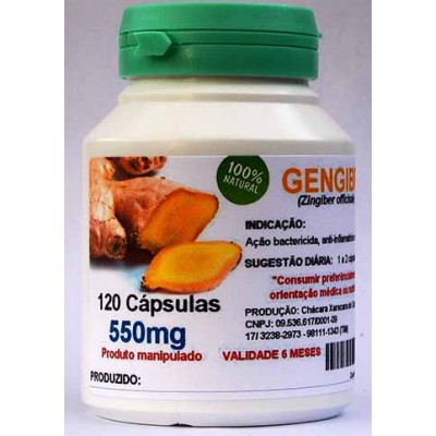 Gengibre desidratado em pó 100% puro 120 caps - 550mg