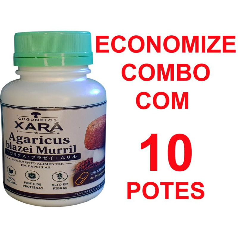 Agaricus blazei artesanal(Cogumelo do Sol) 100% puro 10 potes com 120 cápsulas c/ 450 mg. 5 dias úteis para entrega depois de confirmado pagamento.