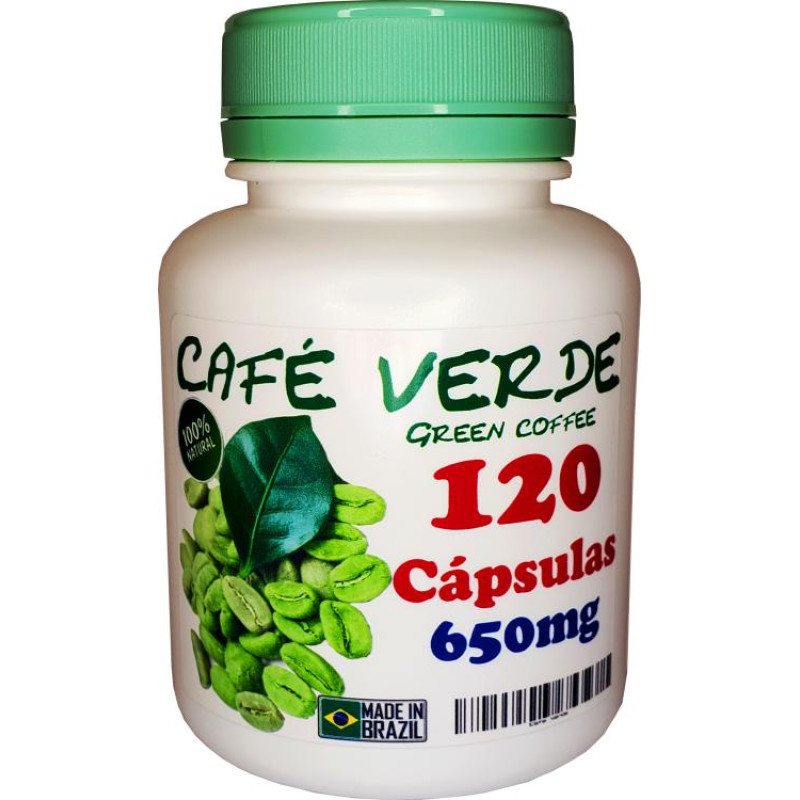 Café Verde (Redutor de medidas) Orgânico concentrado 100% puro. 6 potes de 120 Cápsulas 650mg 